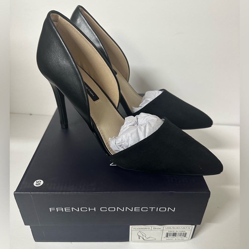 French Connection D’orsay Black Stiletto Heels Size 9